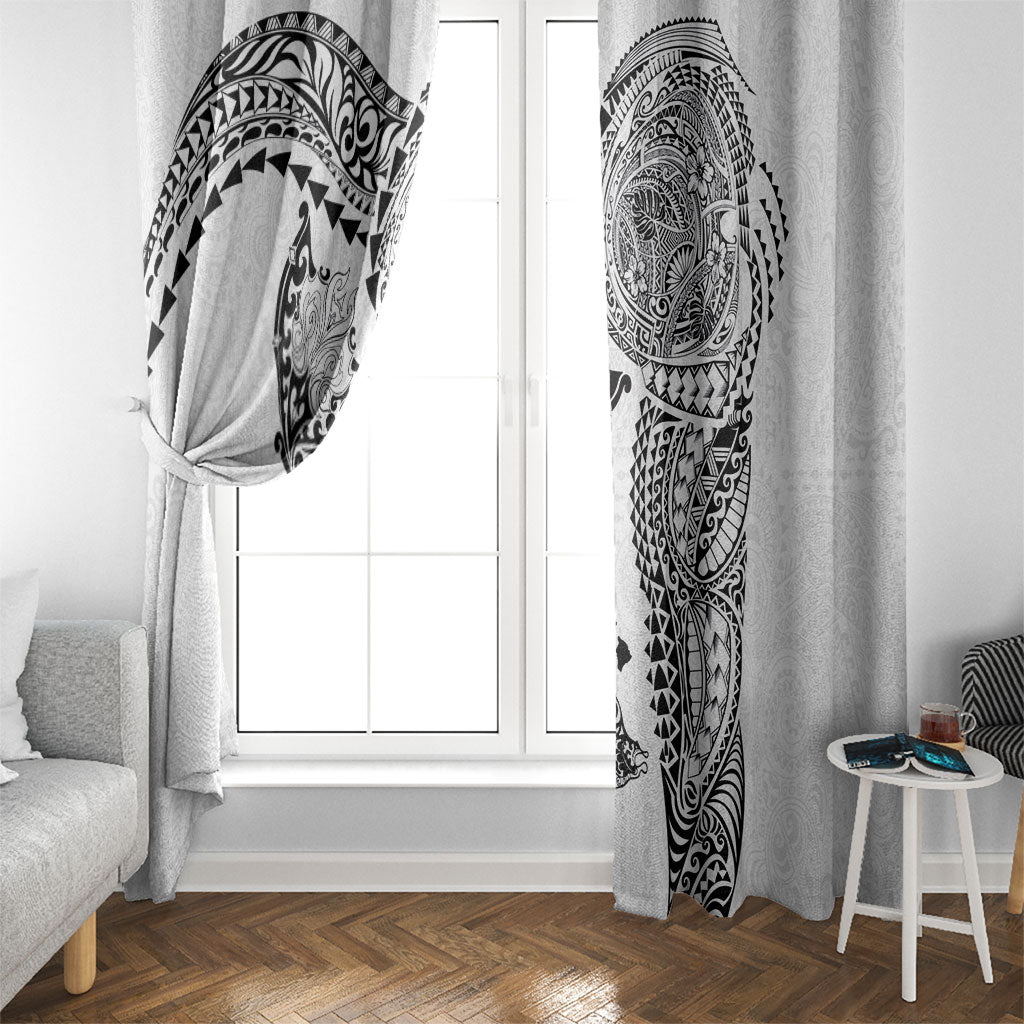 Hawaiian Manta Ray Tribal Window Curtain Polynesian Art Motifs White Color