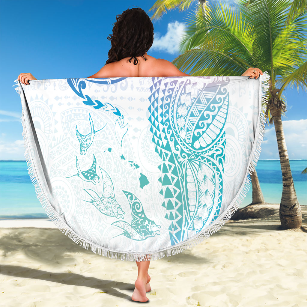 Hawaiian Manta Ray Tribal Beach Blanket Polynesian Art Motifs Sweet Pastel
