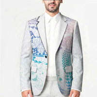 Hawaiian Manta Ray Tribal Blazer Polynesian Art Motifs Sweet Pastel