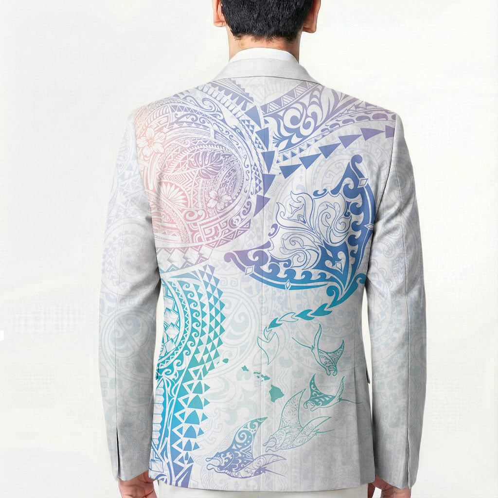 Hawaiian Manta Ray Tribal Blazer Polynesian Art Motifs Sweet Pastel