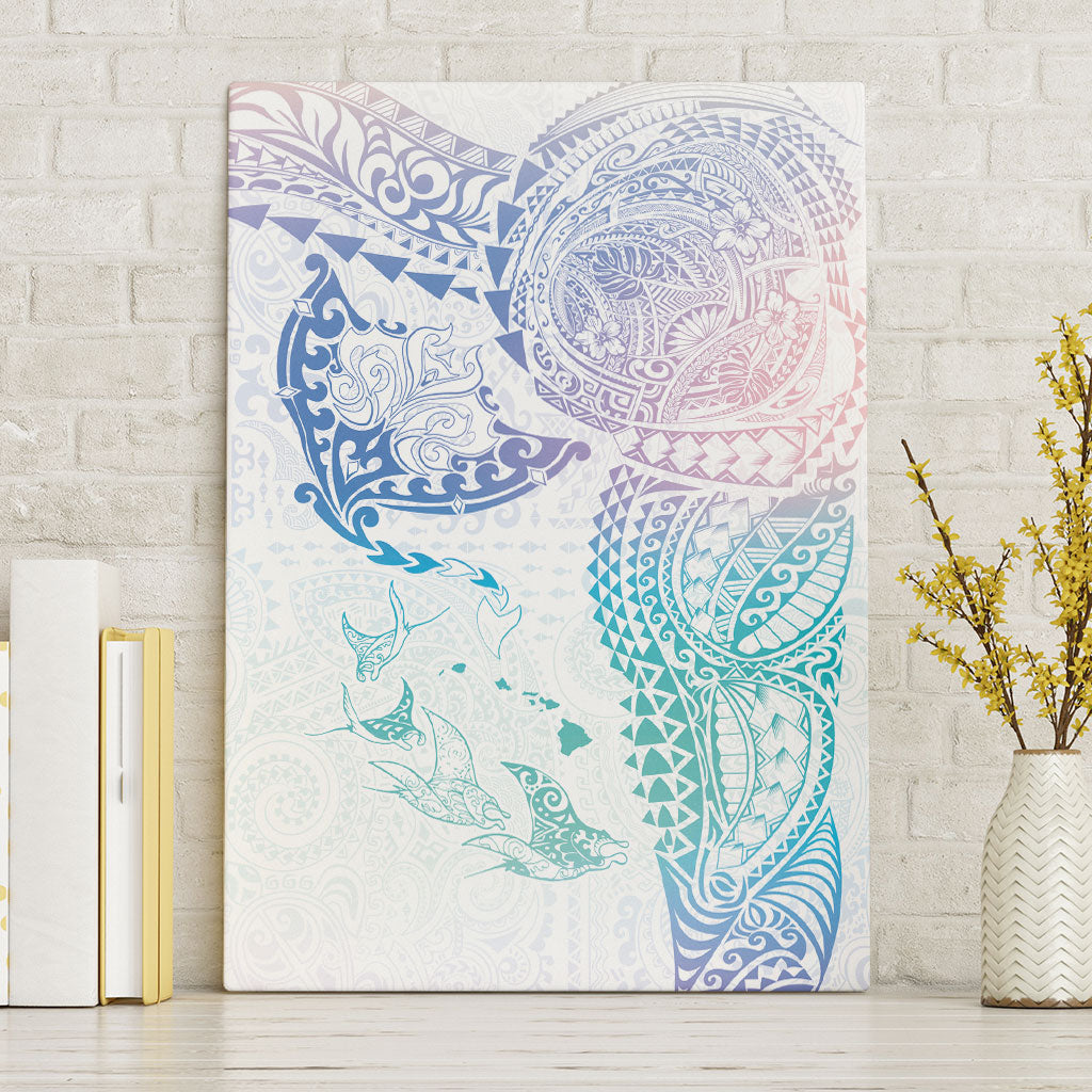 Hawaiian Manta Ray Tribal Canvas Wall Art Polynesian Art Motifs Sweet Pastel