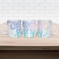 Hawaiian Manta Ray Tribal Ceramic Mug Polynesian Art Motifs Sweet Pastel