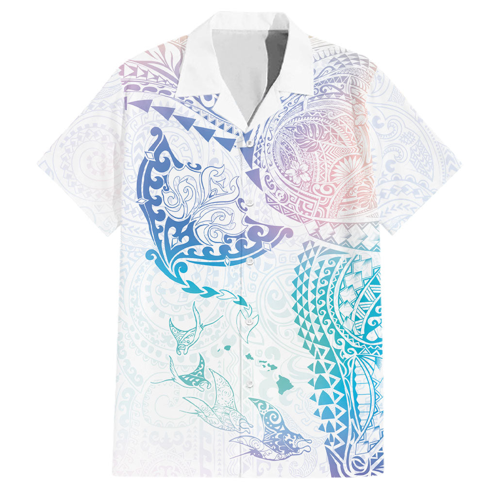 Hawaiian Manta Ray Tribal Family Matching Puletasi and Hawaiian Shirt Polynesian Art Motifs Sweet Pastel
