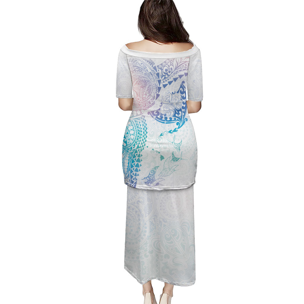Hawaiian Manta Ray Tribal Family Matching Puletasi and Hawaiian Shirt Polynesian Art Motifs Sweet Pastel