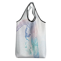 Hawaiian Manta Ray Tribal Grocery Bag Polynesian Art Motifs Sweet Pastel