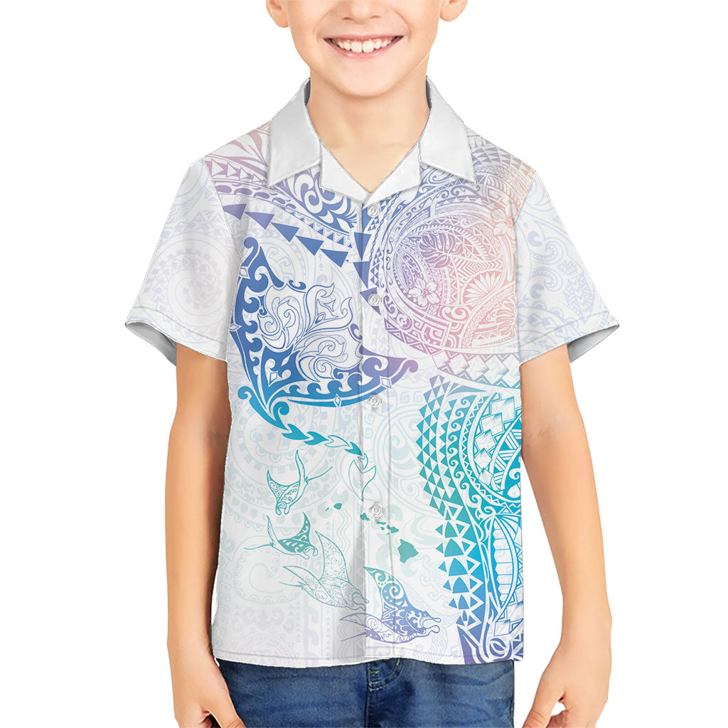 Hawaiian Manta Ray Tribal Hawaiian Shirt Polynesian Art Motifs Sweet Pastel