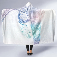 Hawaiian Manta Ray Tribal Hooded Blanket Polynesian Art Motifs Sweet Pastel