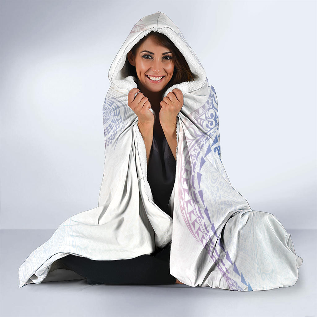 Hawaiian Manta Ray Tribal Hooded Blanket Polynesian Art Motifs Sweet Pastel