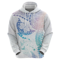 Hawaiian Manta Ray Tribal Hoodie Polynesian Art Motifs Sweet Pastel