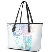Hawaiian Manta Ray Tribal Leather Tote Bag Polynesian Art Motifs Sweet Pastel