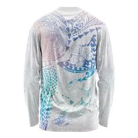 Hawaiian Manta Ray Tribal Long Sleeve Shirt Polynesian Art Motifs Sweet Pastel