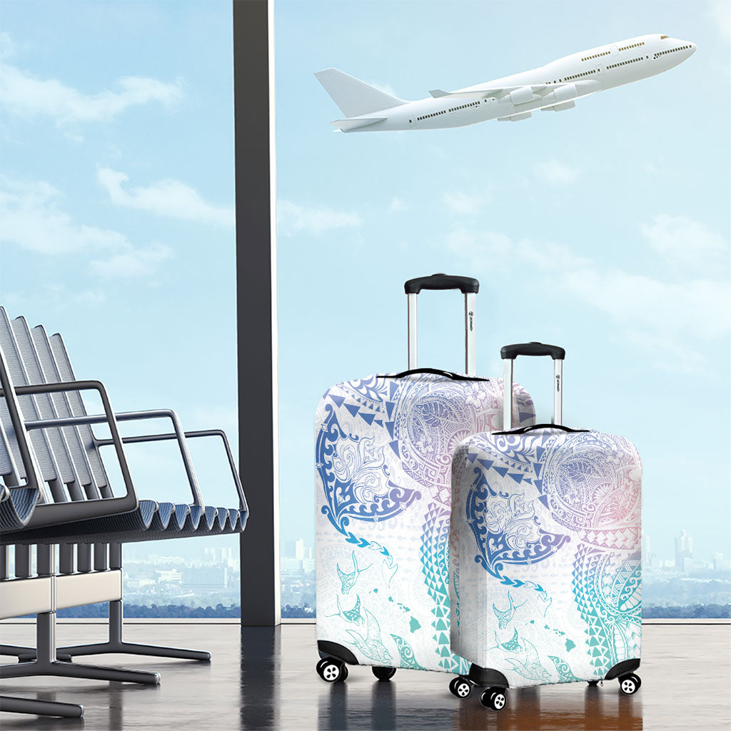 Hawaiian Manta Ray Tribal Luggage Cover Polynesian Art Motifs Sweet Pastel