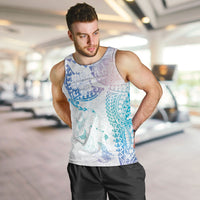Hawaiian Manta Ray Tribal Men Tank Top Polynesian Art Motifs Sweet Pastel