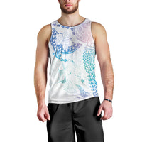 Hawaiian Manta Ray Tribal Men Tank Top Polynesian Art Motifs Sweet Pastel