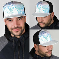 Hawaiian Manta Ray Tribal Mesh Trucker Cap Polynesian Art Motifs Sweet Pastel