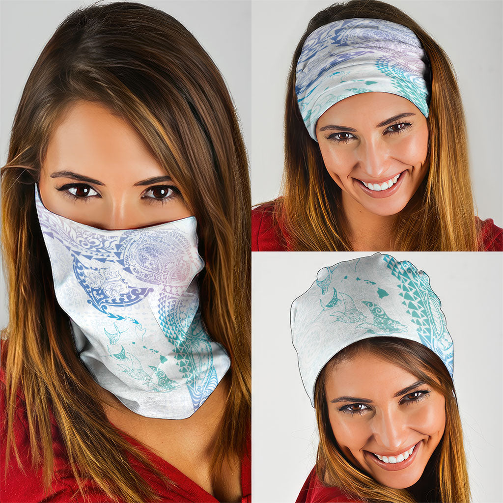 Hawaiian Manta Ray Tribal Neck Gaiter Polynesian Art Motifs Sweet Pastel