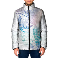 Hawaiian Manta Ray Tribal Padded Jacket Polynesian Art Motifs Sweet Pastel