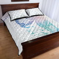 Hawaiian Manta Ray Tribal Quilt Bed Set Polynesian Art Motifs Sweet Pastel