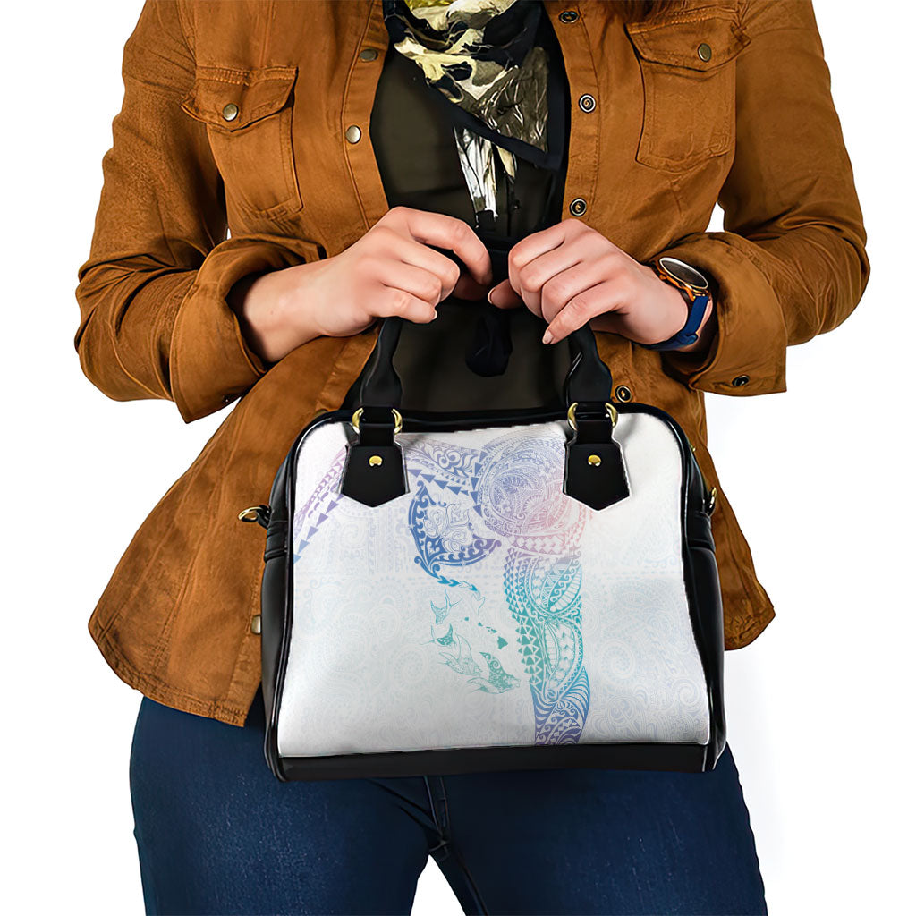 Hawaiian Manta Ray Tribal Shoulder Handbag Polynesian Art Motifs Sweet Pastel