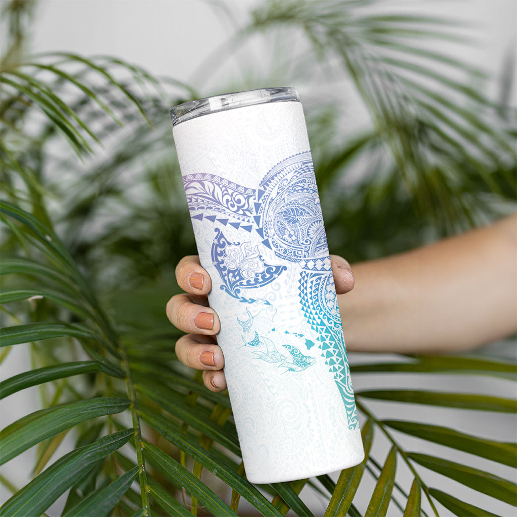 Hawaiian Manta Ray Tribal Skinny Tumbler Polynesian Art Motifs Sweet Pastel