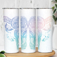 Hawaiian Manta Ray Tribal Skinny Tumbler Polynesian Art Motifs Sweet Pastel