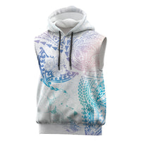 Hawaiian Manta Ray Tribal Sleeveless Hoodie Polynesian Art Motifs Sweet Pastel