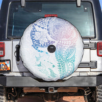 Hawaiian Manta Ray Tribal Spare Tire Cover Polynesian Art Motifs Sweet Pastel