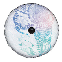 Hawaiian Manta Ray Tribal Spare Tire Cover Polynesian Art Motifs Sweet Pastel