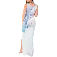 Hawaiian Manta Ray Tribal Tank Maxi Dress Polynesian Art Motifs Sweet Pastel