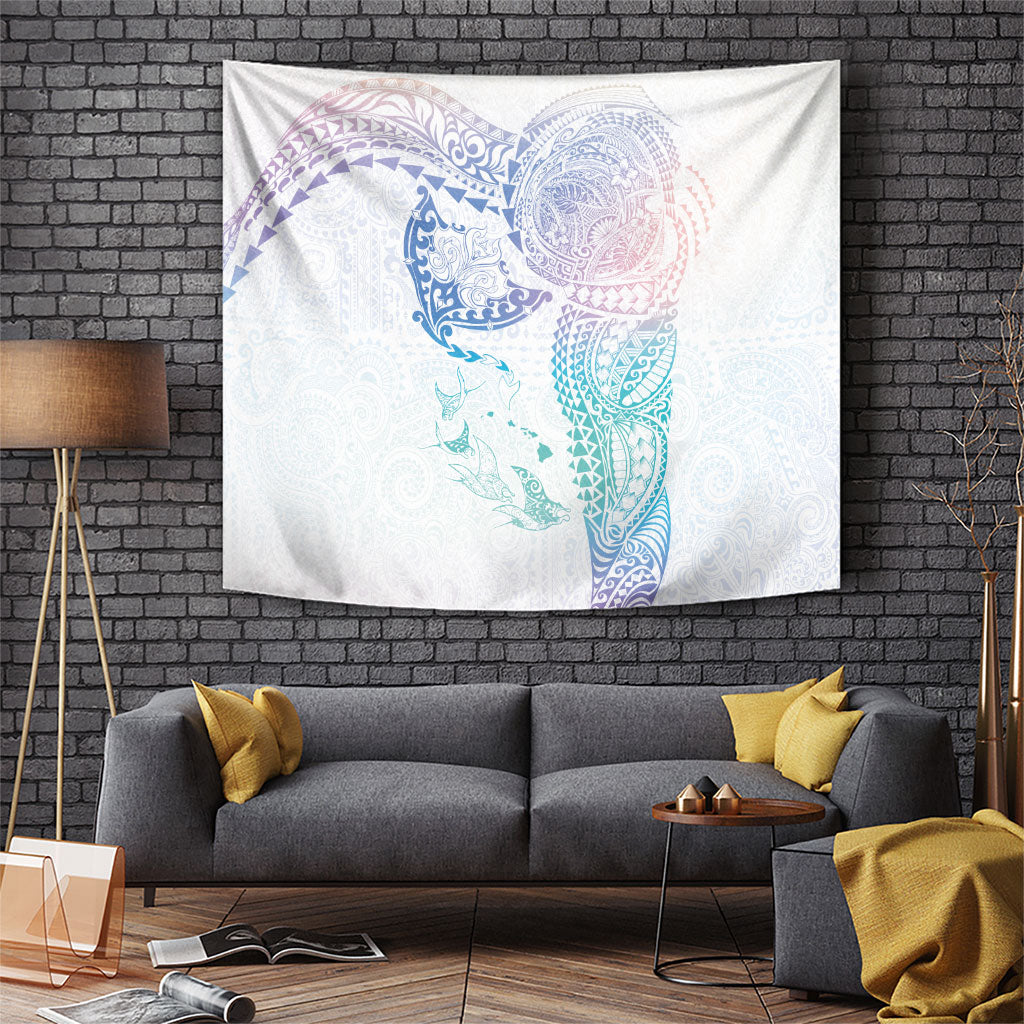 Hawaiian Manta Ray Tribal Tapestry Polynesian Art Motifs Sweet Pastel LT03 Multicolor - Polynesian Pride