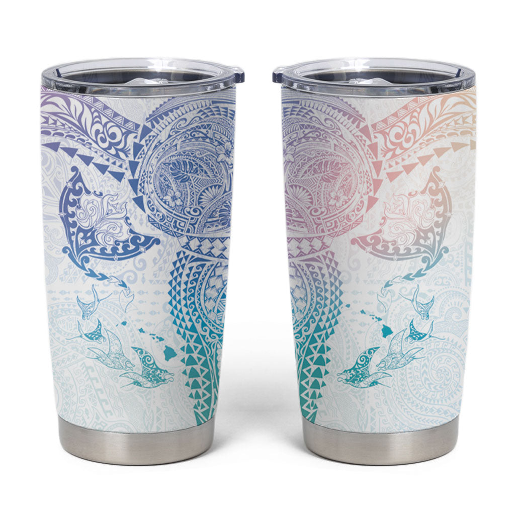Hawaiian Manta Ray Tribal Tumbler Cup Polynesian Art Motifs Sweet Pastel