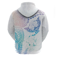 Hawaiian Manta Ray Tribal Zip Hoodie Polynesian Art Motifs Sweet Pastel