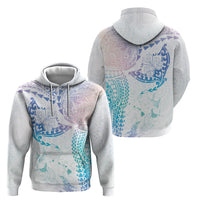 Hawaiian Manta Ray Tribal Zip Hoodie Polynesian Art Motifs Sweet Pastel