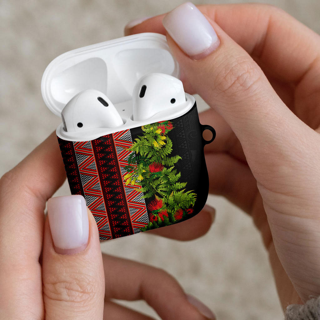 Maori Tukutuku AirPods Case with Ferns Pohutukawa and Kowhai Tribal Moko Patterns