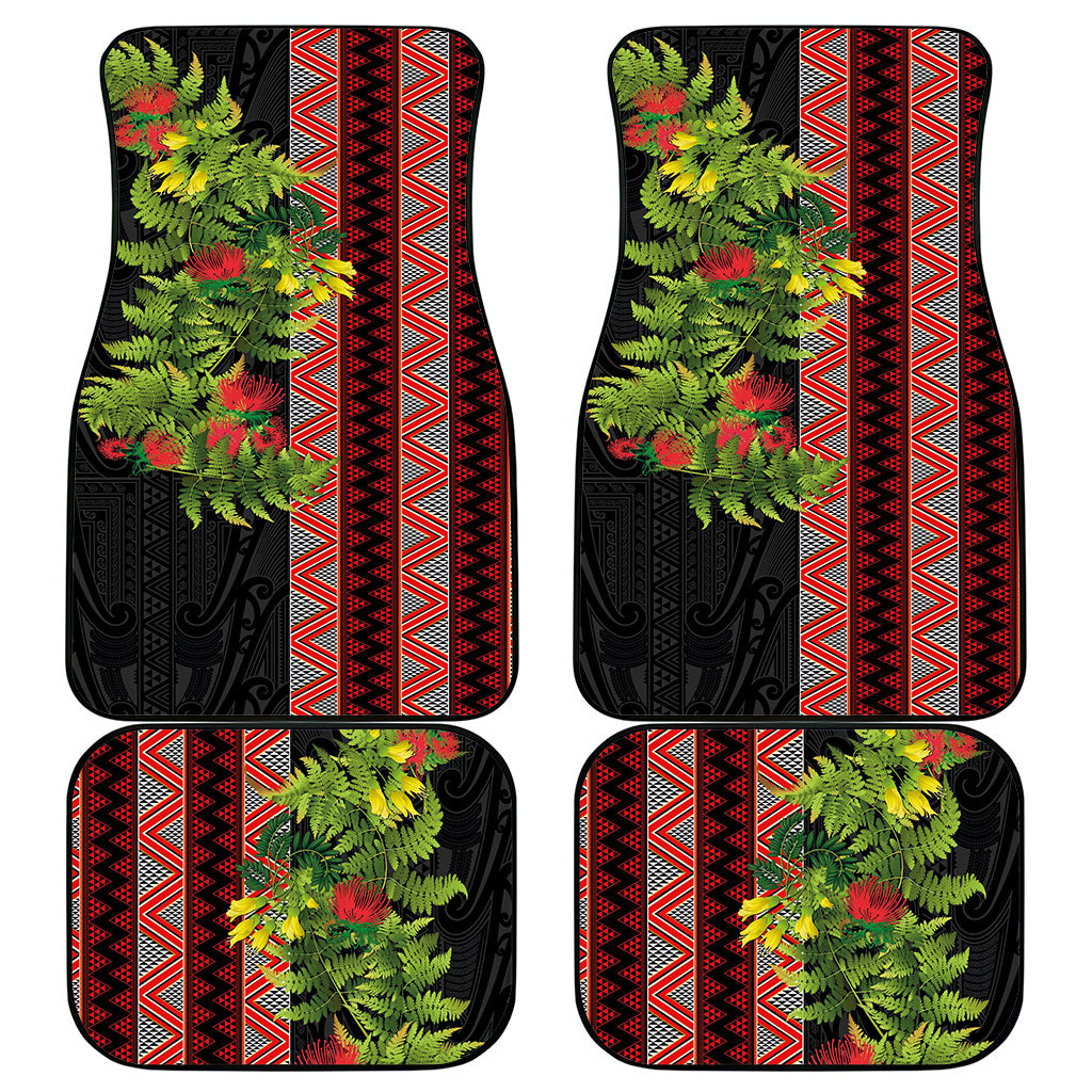 Maori Tukutuku Car Mats with Ferns Pohutukawa and Kowhai Tribal Moko Patterns