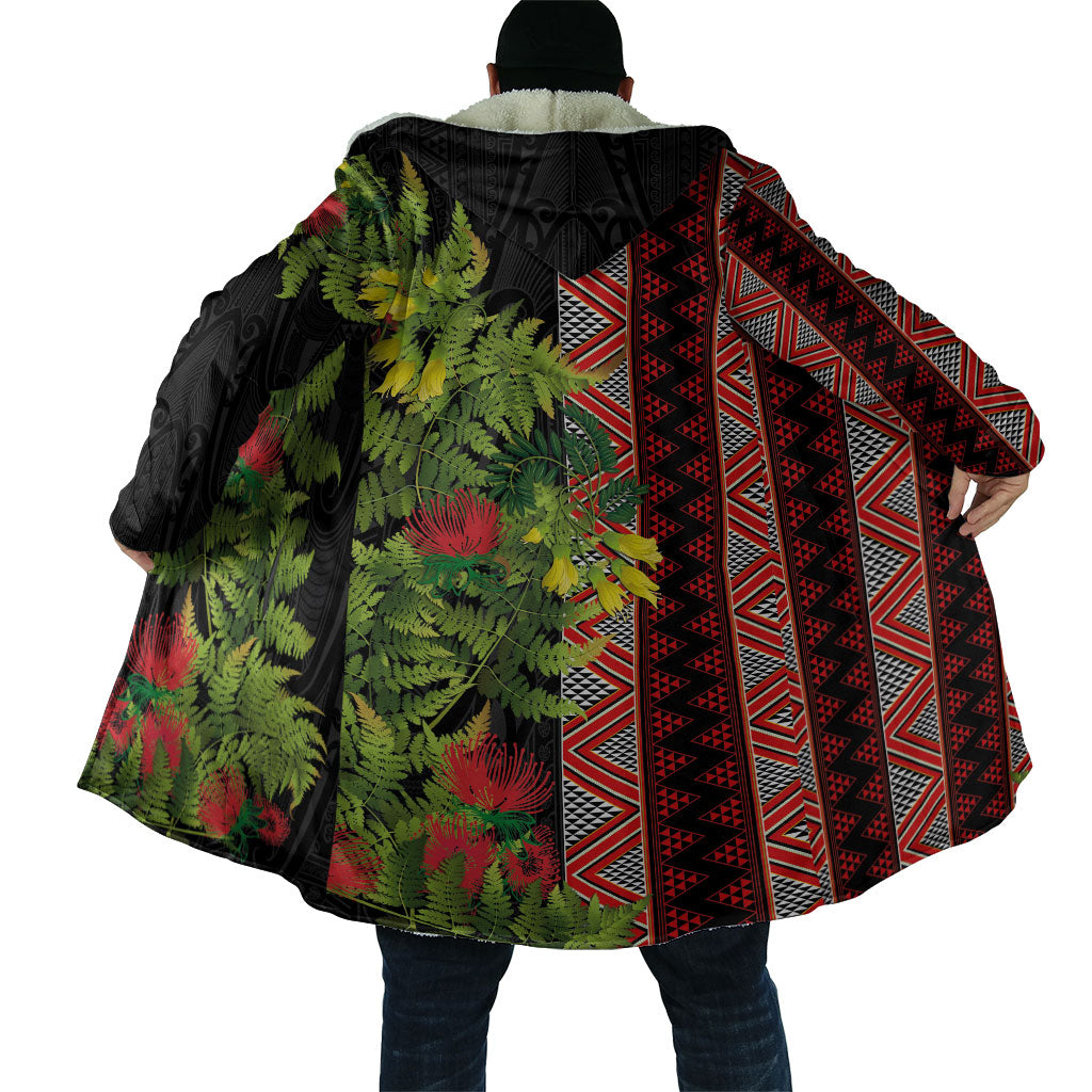 Maori Tukutuku Cloak with Ferns Pohutukawa and Kowhai Tribal Moko Patterns