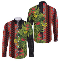Maori Tukutuku Family Matching Short Sleeve Bodycon Dress and Hawaiian Shirt with Ferns Pohutukawa and Kowhai Tribal Moko Patterns