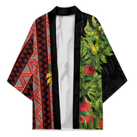 Maori Tukutuku Kimono with Ferns Pohutukawa and Kowhai Tribal Moko Patterns