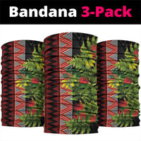 Maori Tukutuku Neck Gaiter with Ferns Pohutukawa and Kowhai Tribal Moko Patterns