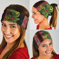 Maori Tukutuku Neck Gaiter with Ferns Pohutukawa and Kowhai Tribal Moko Patterns