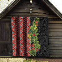 Maori Tukutuku Quilt with Ferns Pohutukawa and Kowhai Tribal Moko Patterns