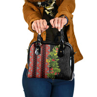 Maori Tukutuku Shoulder Handbag with Ferns Pohutukawa and Kowhai Tribal Moko Patterns