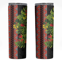 Maori Tukutuku Skinny Tumbler with Ferns Pohutukawa and Kowhai Tribal Moko Patterns