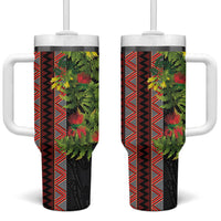 Maori Tukutuku Tumbler With Handle with Ferns Pohutukawa and Kowhai Tribal Moko Patterns