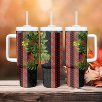 Maori Tukutuku Tumbler With Handle with Ferns Pohutukawa and Kowhai Tribal Moko Patterns