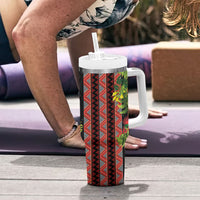 Maori Tukutuku Tumbler With Handle with Ferns Pohutukawa and Kowhai Tribal Moko Patterns