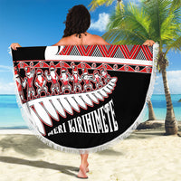 New Zealand Christmas Beach Blanket Funny Santa Claus Haka Dance with Tukutuku