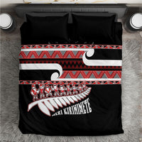 New Zealand Christmas Bedding Set Funny Santa Claus Haka Dance with Tukutuku