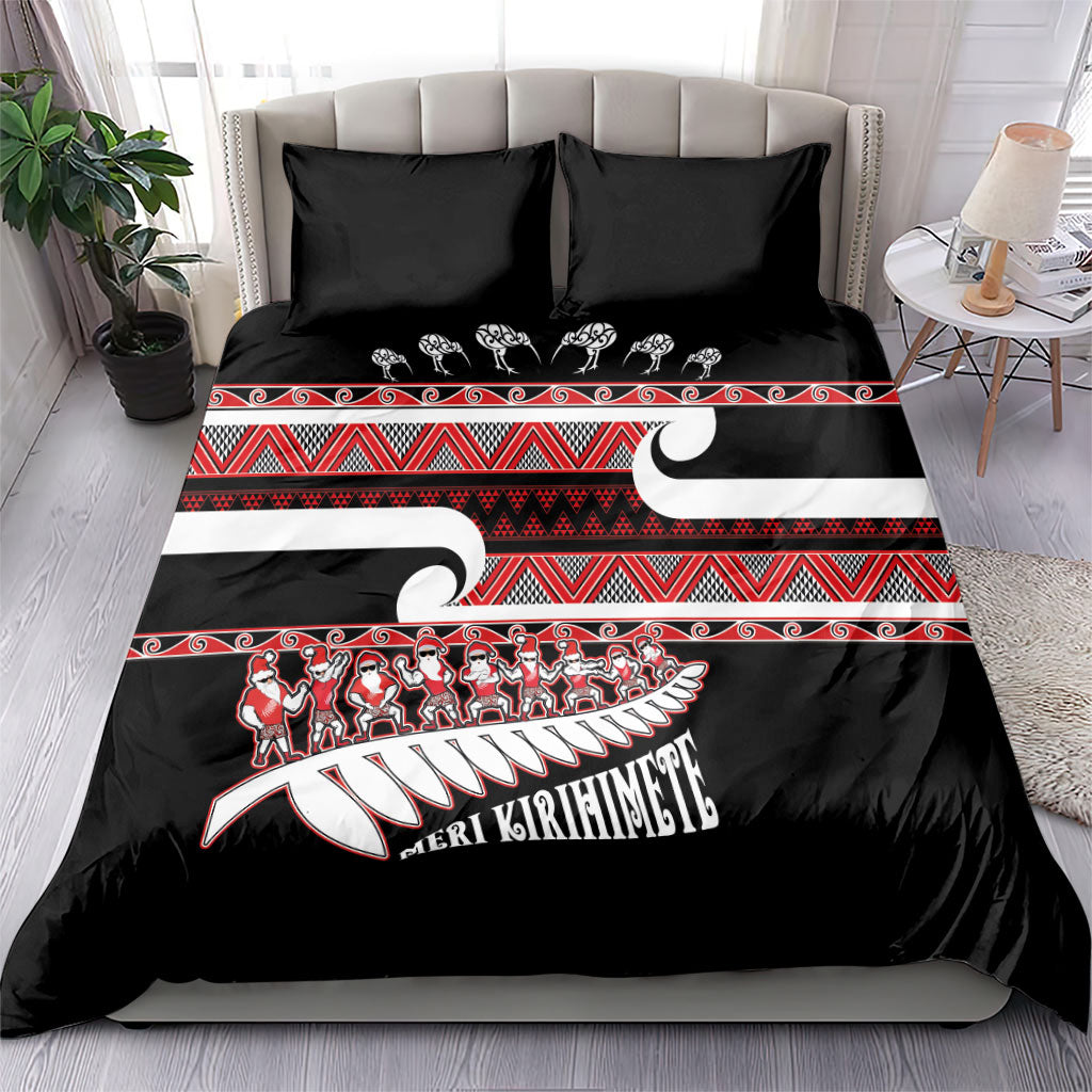 New Zealand Christmas Bedding Set Funny Santa Claus Haka Dance with Tukutuku