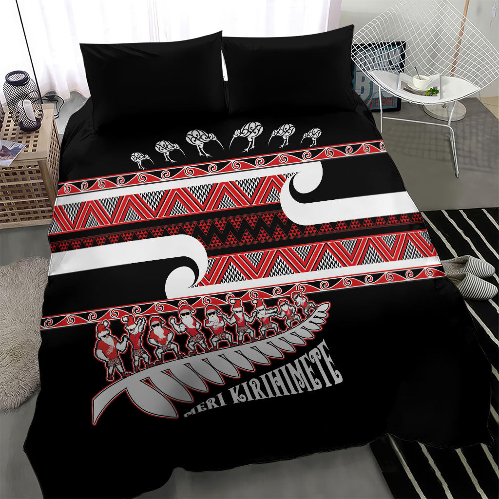 New Zealand Christmas Bedding Set Funny Santa Claus Haka Dance with Tukutuku